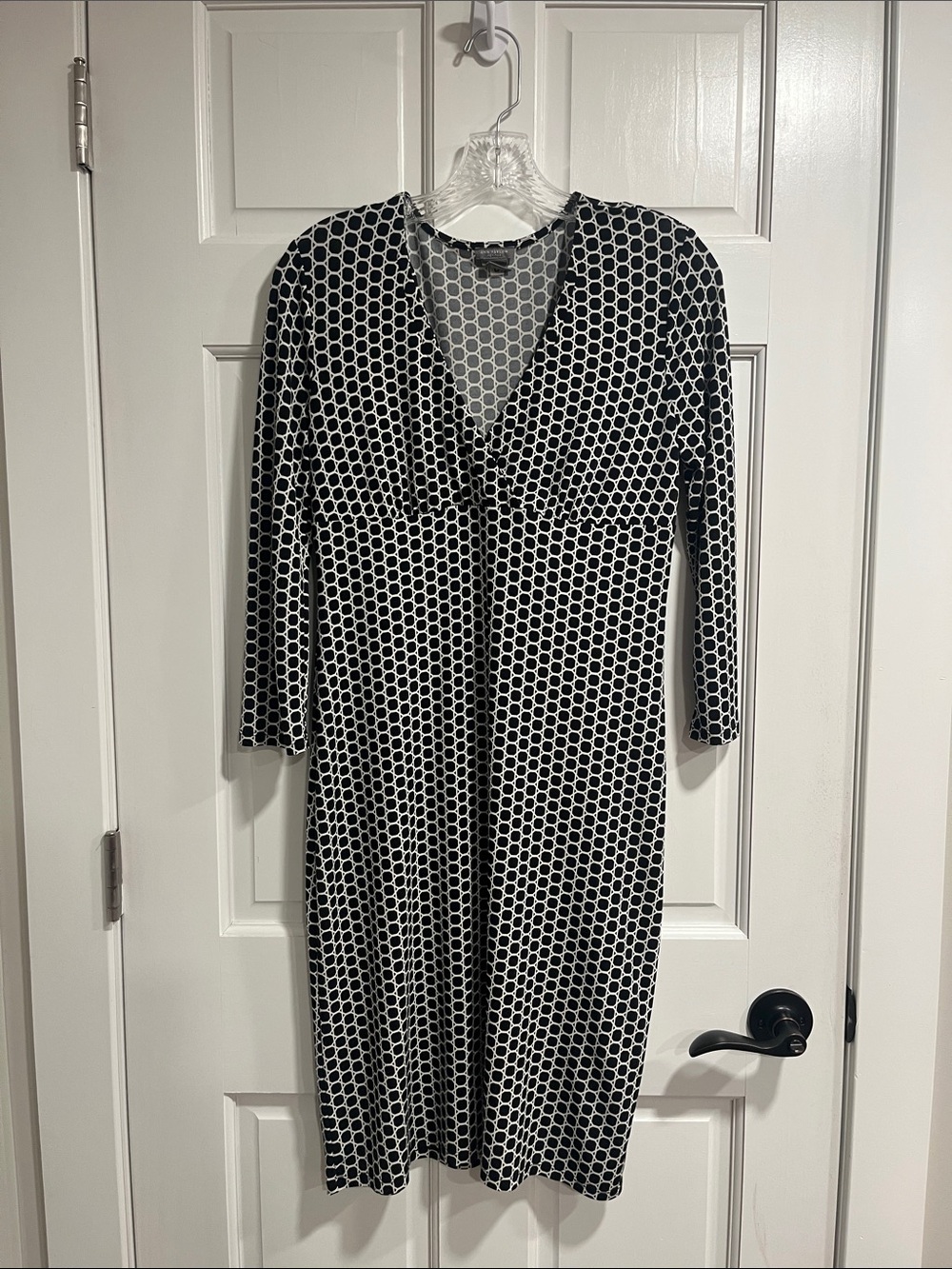 Ann Taylor Petites Midi Dress Black and White Geometric Print Size 2P